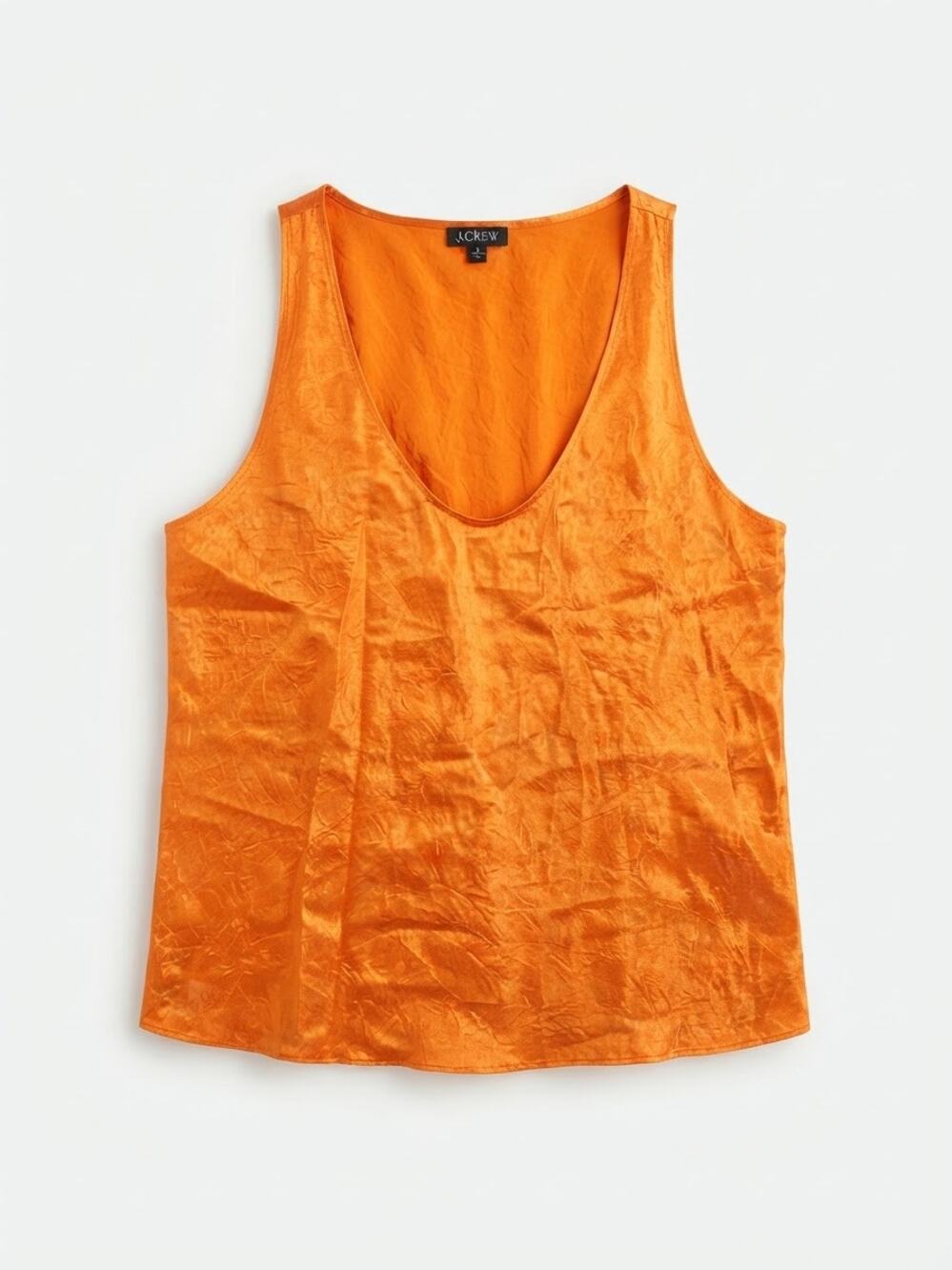 J.Crew Orange Acetate Scoop Neck Sleeveless Tank Top Size L Basic Layering Chic